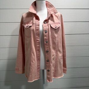 LOGO by Lori Goldstein Blush Pink Washed Denim Jacket